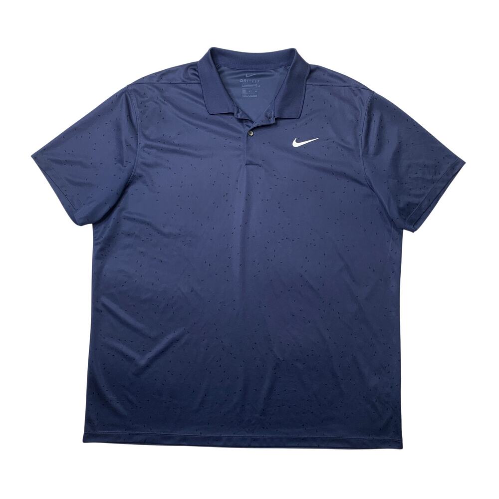 Nike Shirt Mens XL Extra Large Navy Standard Dri Fit Victory Printed Golf Polo